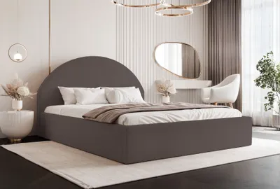 Obrázok produktu pre BESILIO 160x200 štíhla skriňová posteľ Velora - Posteľ s rámom, okrúhle tvary - Boucle tkanina - Brown & Quelle 21