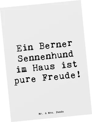 Produktbild von Mr. & Mrs. Panda Postkarte Spruch Berner Sennenhund Freude - Weiß - Geschenk, Ansichtskarten, Hunderasse, bildkarte, Hundeliebe, Hunderassen Charakter, Hund, Grußkarte