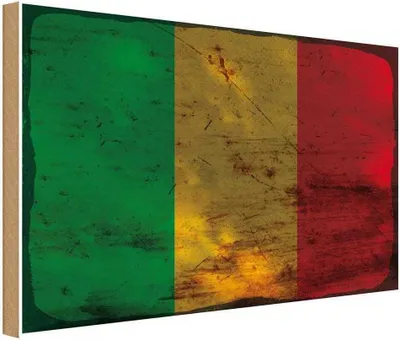 Produktbild von vianmo Holzschild 20x30 cm Mali Rost Flagge Fahne Wappen