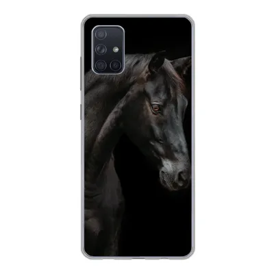 Produktbild von MuchoWow® Handyhülle Schutzhülle Hülle für Samsung Galaxy A71 Pferd - Tier - Schwarz Silikon Softcase Handy Hülle - Kartenbesitzer