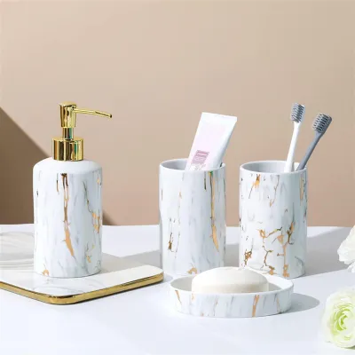 Immagine prodotto di Solidchoice - Set di accessori da bagno in Vetroceramica bianca  composto da 4 pezzi