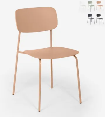 Immagine prodotto di Sedia da pranzo in polipropilene e metallo, design moderno Josy - Rosa