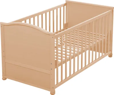 Produktbild von roba Kombi-Kinderbett 70x140 cm, natur, höhenverstellbar, mit Schlupfstäben, umbaubar zum Juniorbett