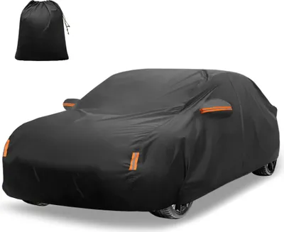 Produktbild von Wasserdichte Autoabdeckung 210D-PU Auto Outdoor Vollabdeckung fš¹r Honda Civic mit Fahrertš¹r Rei?verschluss 470x180x120cm/ 185"x71"x47" Schwarz