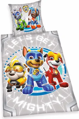 Produktbild von Paw Patrol Bettwäsche / Kinderbettwäsche, 100% Baumwolle ( Renforcé ), 80x80 + 135x200 cm, mit Glow in the dark - Effekt