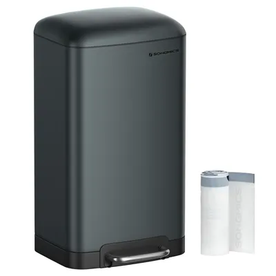 Produktbild von SONGMICS Mülleimer, 30 Liter Abfalleimer, Treteimer aus Stahl, mit Inneneimer und Deckel, Softclose, luftdicht rauchgrau LTB01GS