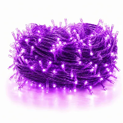 Image de 50M 500LEDs 8 modes Chaîne d'éclairage Courant LED Noël Chaîne d'éclairage Câble transparent Lumière de décoration de chambre Fête Jardin Arbre de Noël Éclairage, Violet