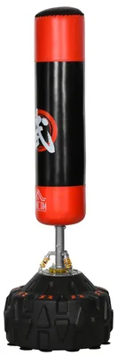 Produktbild von Standboxsack Erwachsene Freistehender Boxtrainingsger?t Boxpartner Boxassistent Training mit Saugfu? Schwarz+Rot 60x60x180 cm