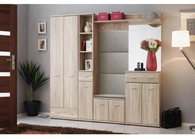 Image de Ensemble de meubles d'entrée avec coussin "Armario VIII" - Beige - L 210 x H 203 x P 32 cm