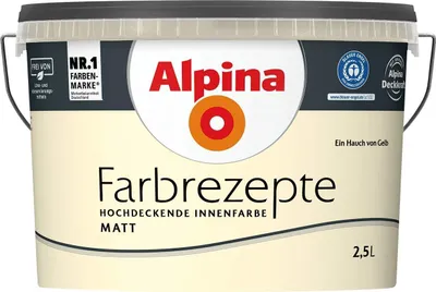 Produktbild von ALPINA Farbrezepte Wandfarbe 6,5 L Farbwahl, Farbe:Ein Hauch Gelb