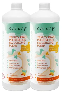 Imagen del producto de Natuty, detergente líquido para pañales de tela, 1 litro, pack de 2 unidades