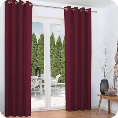 Thermo-Verdunkelungsvorhang mit Ösen, 2er-Set, Bordeaux, 140x245 cm