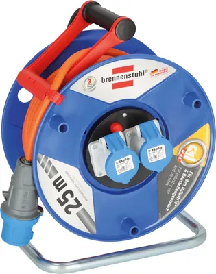 Produktbild von Brennenstuhl CEE 230V Camping-Kabeltrommel, 25 m H07RN-F 3G2,5 Kabel in orange, Caravan-Kabeltrommel mit 2 CEE-Steckdosen IP44