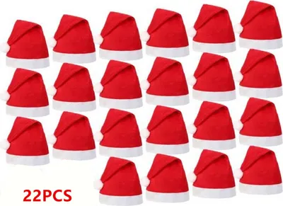 Produktbild von 22 rote und weiße Weihnachtsmützen