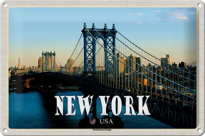 Produktbild von Blechschild Reise 30x20cm New York USA Manhattan Bridge Brücke