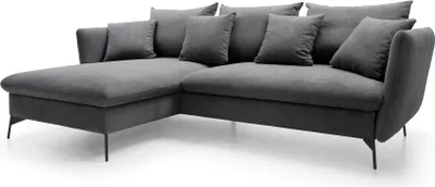 Obrázek produktu pro FURNLUX Rohová sedací souprava Viton tmavě šedá a černá 258 cm / Hlavní barva: šedá / Rozměry: 258 x 91 x 167 cm