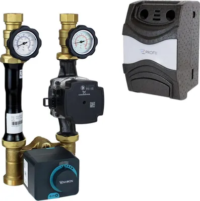 Produktbild von ProfiMix Heizkreispumpengruppe mit Drei-Wege-Mischer, Environ END05 Stellmotor und Grundfos UPM3 S Auto 25/6