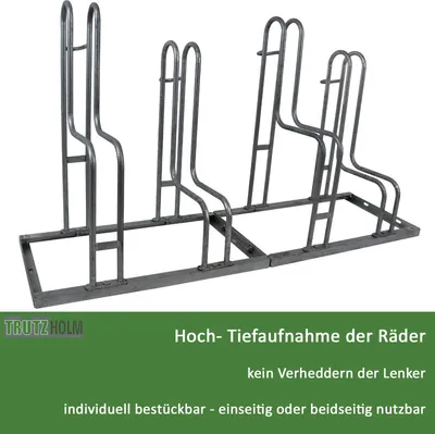 Produktbild von Fahrradständer für 4 Fahrräder höhenversetzt 140 x 75,5 cm Stahl feuerverzinkt grau 2x2 Bodenparker Reihenparker