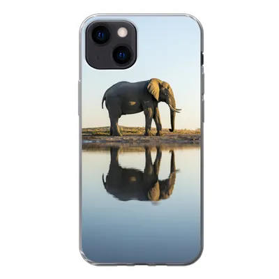 Produktbild von MuchoWow® Handyhülle Schutzhülle Hülle für iPhone 13 Elefant - Wasser - Bäume - Tiere - Natur Silikon Softcase Handy Hülle - Karteninhaber
