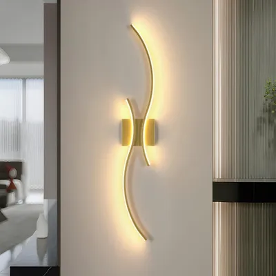 Obrázok produktu pre Comely LED nástenná svietidlo do interiéru, 27 W, 3075 lm, moderné nástenné svietidlo Wave, teplá biela 3000 K, zlaté nástenné svietidlá do obývačky, spálne, chodby a schodiska