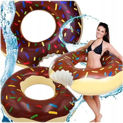Produktbild von KRUMAD Donut Schwimmring braun aufblasbar – Ø 105 cm Schwimmreifen für Erwachsene & Kinder – Pool, See & Strand
