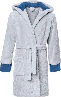 Produktbild von Timone Kinder Bademantel mit Kaputze KIDS (Grau/Jeans (717/654), 110-116)
