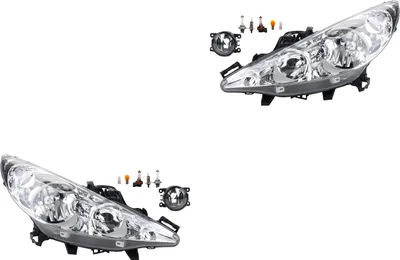 Immagine prodotto di Johns, set di fari alogeni adatto per Peugeot 207 02/06- H1 H7 +fog+light con. 8200074008 6202E1 00006202E1 6710027 0000620639 620639 0000620