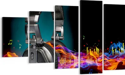 Produktbild von Bild auf Leinwand - Leinwandbild - Feuer Audio Kopfhörer - 100x60cm - Wand Bild - Wanddeko - Leinwanddruck - Bilder - Kunstdruck - Wanddekoration - Leinwand bilder - Wandkunst - EG100x60-2653