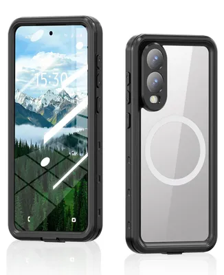 Image de Pour Samsung Galaxy S25 Edge 5G MagSafe degré Full Body étanche Protection étui téléphone noir