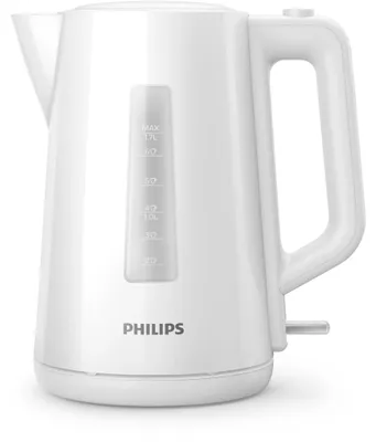 Produktbild von Philips Wasserkocher Serie 3000, 1,7 l, Tassenanzeige, herausnehmbarer Filter, Kontrollleuchte, weiß (HD9318/00)