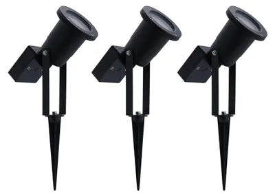 Produktbild von Ledvion 3er Set Gartenstrahler mit Erdspieß IP65 GU10 ohne Leuchtmittel
