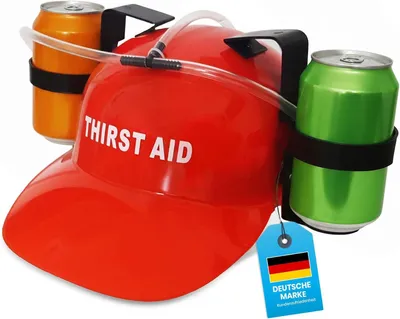 Productafbeelding van Bierhelm met drinkbekerhouder voor 2 drankjes en drinkslang - Feestmuts voor festivals, carnaval, vrijgezellenfeesten en Vaderdag - Unisex grappig accessoire