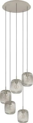 Produktbild von EGLO Hängelampe Romazzina, Cluster Pendelleuchte 5-flammig, Esszimmerlampe über Esstisch aus Metall in Sandfarben, Hängeleuchte mit E27 Fassung
