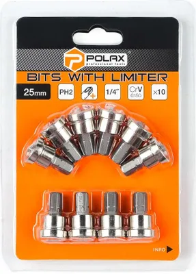Image de Jeu d'embouts avec butée PH2*25 6150CRV (10 pièces) Polax