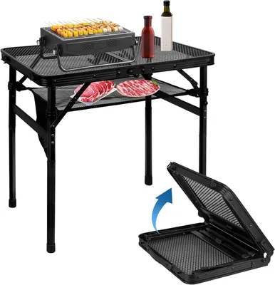 Immagine prodotto di Tavolo da barbecue pieghevole, con altezza regolabile, dimensioni 59,9 x 39,9 cm, per uso esterno