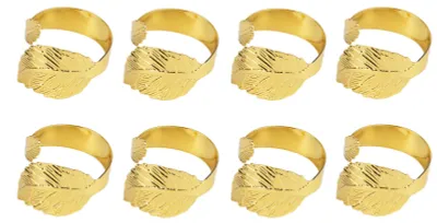 Produktbild von 8-teiliges Serviettenring-Set, exquisites Ahornblatt, galvanisch, wiederverwendbare Ringe, Schnallen für Küche, Abendessen, Party, Golden