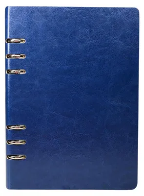 Productafbeelding van Notitieboekje A5, leder, donkerblauw, navulbaar, 100 pagina's, met ringband
