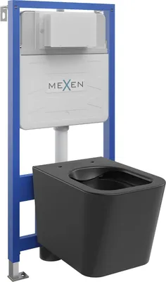 Image de Mexen Ensemble WC sur colonne Felix Slim avec cuvette Teo, Noir mat - 6103385XX85
