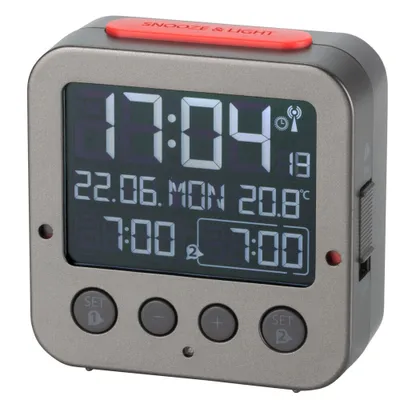 Produktbild von Digitaler Funk-Wecker Bingo TFA 60.2531.10 mit Negativdisplay, Funkuhr, Lichtsensor, anthrazit