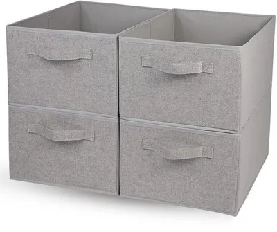 Obrázek produktu pro Skládací látkové úložné boxy, 4 kusy, šedé, textilní organizér