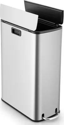 Immagine prodotto di COSTWAY Cestino per rifiuti in acciaio inox da 46 l, cestino per rifiuti da cucina con 2 coperchi e pedale, maniglie e cestino interno rimovibile, cestino per rifiuti a pedale 52 x 26 x 68 cm