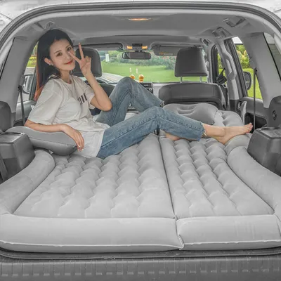 Obrázek produktu pro Šedá nafukovací matrace Car Flocked Surface Přenosné spací vzduchové lůžko pro SUV Cestovní matrace Postel Cestovní kempování