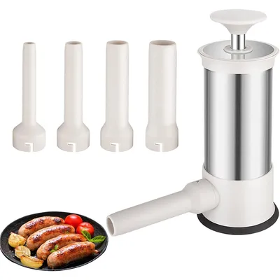 Produktbild von 1.5 L Wurstfüllmaschine Wurstfüller Manuell Wurstfüllwerkzeug mit 4 Verschiedene Füllrohre