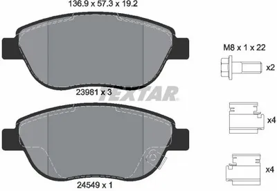 Produktbild von Textar Bremsbeläge vorne für Fiat 500 L Opel Corsa D + Van 0,9-1,3 + D CDTI
