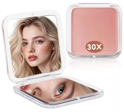 Obrázek produktu pro Kosmetické zrcadlo s 30násobným zvětšením, oboustranné, s nastavením do úhlu 180°, barva růžová