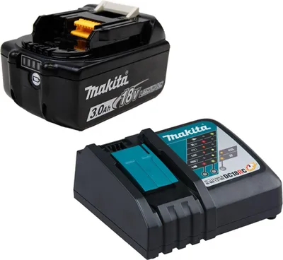 Image de Makita BL1830B Batterie 3,0 Ah 18V Li-Ion avec indicateur de niveau de charge & chargeur rapide DC18RC - DC18RC-BL1830B-1x