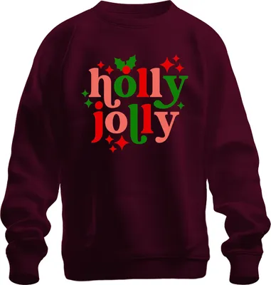 Produktbild von Holly Jolly Weihnachten Geschenk Retro Vintage Lustig Uni Sweatshirt Pullover, Burgundy, XL