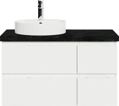 Produktbild von Pelipal Badmöbel-Set Serie 4035 BxHxT 88 x 61,2 x 44,5 cm Frontfarbe weiß mit Waschtisch Keramik weiß 40350900221500