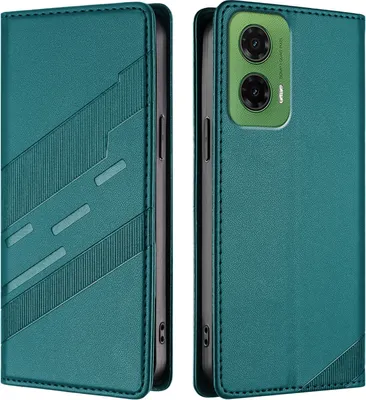 Produktbild von Hülle für Motorola Moto G35 5G, Kunstleder Brieftaschen Handyhülle mit Kartenfach und Standfunktion Grün