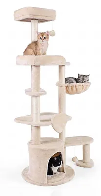 Produktbild von KOMFOTTEU Kratzbaum 149 cm mit Katzenhöhle, Plattform und Spielbällen